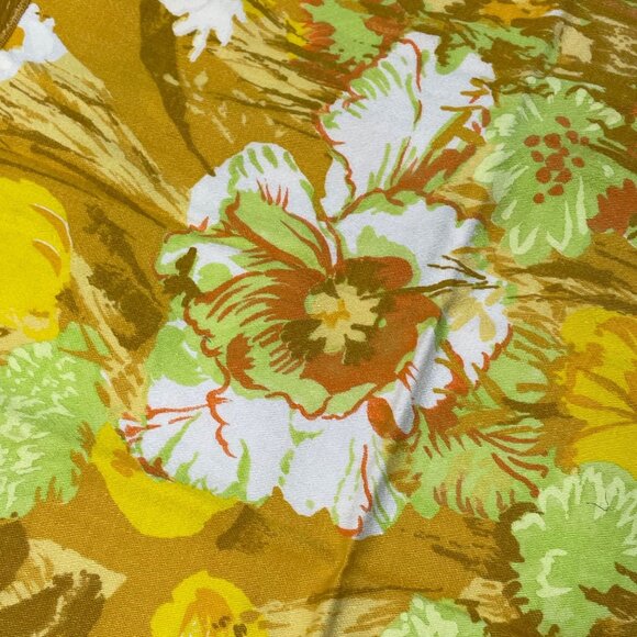 Set of 4 Cloth Napkins Retro Mid Century Modern MCM Mustard Florals Square u - Picture 3 of 8